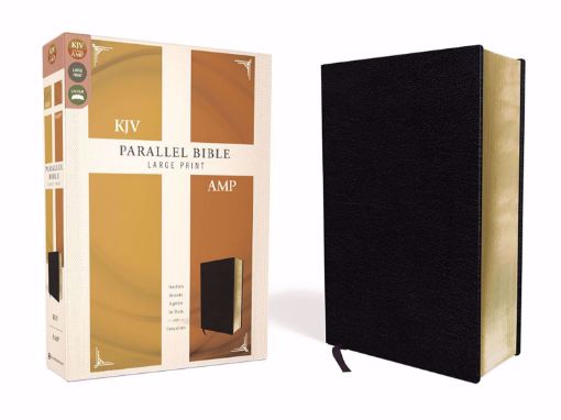 Picture of KJV, Amplified, Parallel Bible, Large Print, Bonded Leather, Black, Red Letter