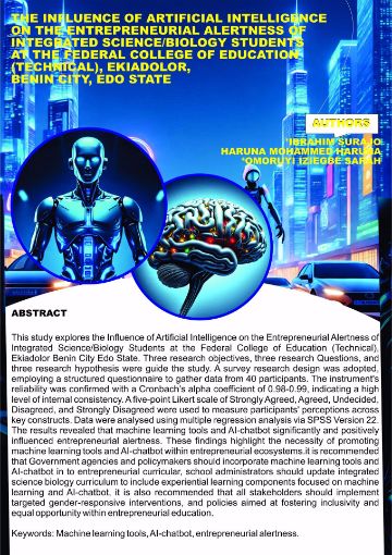 Picture of The Influence of Artificial Intelligence on the Entrepreneurial Alertness of Integrated Science/Biology Students at the Federal College of Education (Technical), Ekiadolor, Benin City, Edo State