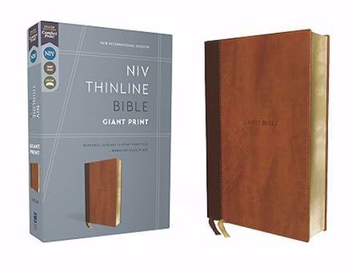 Picture of NIV, Thinline Bible, Giant Print, Leathersoft, Brown, Red Letter, Comfort Print